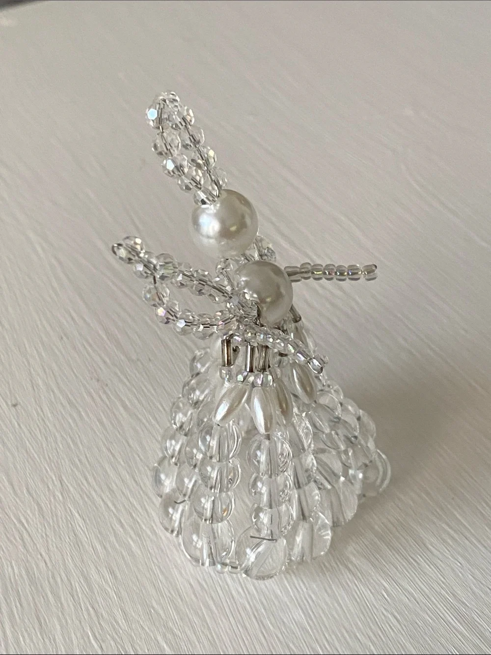 3D Crystal Angel Ornament - Clear Crystals & Pearls Christmas Decor